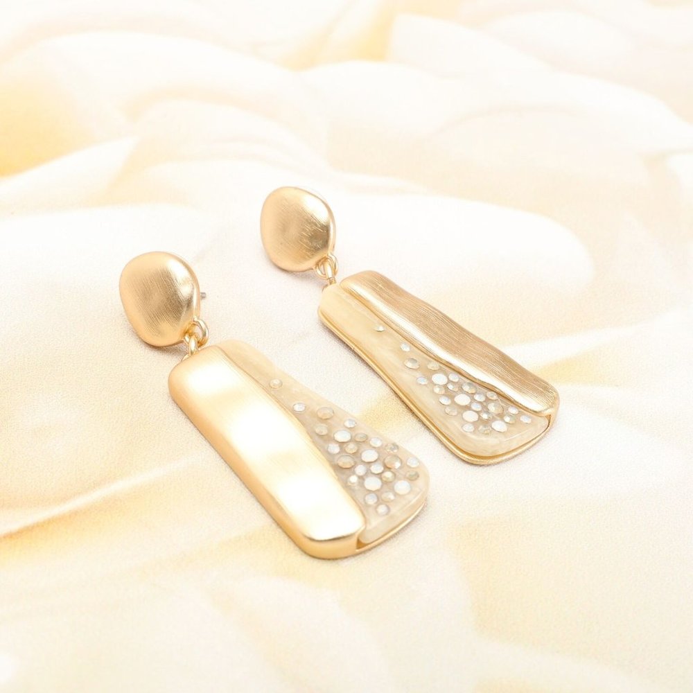 Women's Stone Gold Plated Dangle Drop Earrings Gold/Ivory Fashion Jewelry